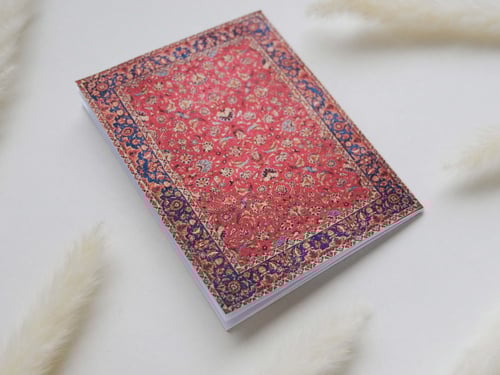 دفتر مذكرة بتصميم سجاد شرقي (أحمر)