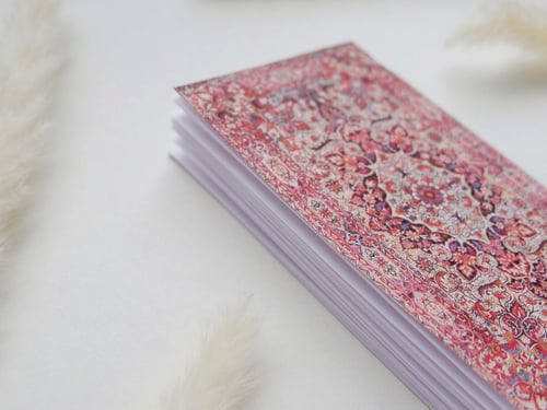 دفتر مذكرة بتصميم سجاد شرقي (أحمر فاتح)
