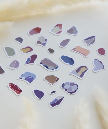 مجموعة ملصقات بتصميم احجار (ازرق)