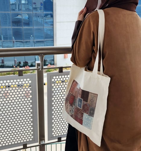 توت باق Tote bag من القطن بتصميم سجاد شرقي