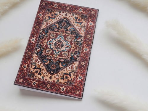 دفتر مذكرة بتصميم سجاد شرقي (أحمر غامق)