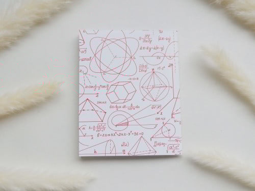 دفتر مذكرة بتصميم معادلات رياضيه أحمر