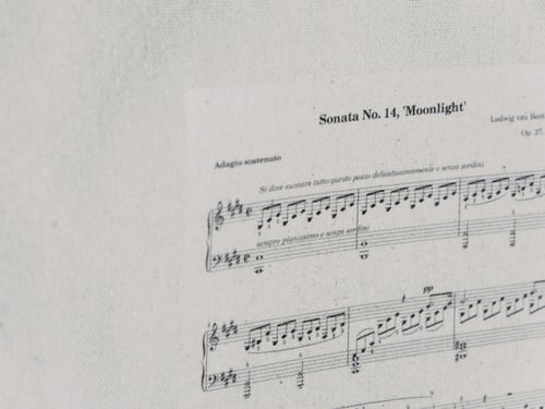 توت باق Tote bag من القطن بتصميم ورقة موسيقية ضوء...