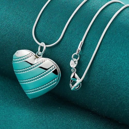 قلادة فضة عيار 925 شكل قلب