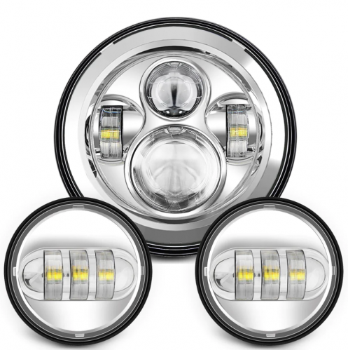 مصباح امامي 7in مع كشافات جانبيه 4.5 لدراجات هارلي...