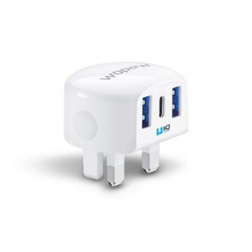 شاحن جداري بثلاث منافذ - ووبو - ابيض