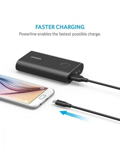 سلك شاحن انكر باورلاين ميكرو يو اس بي 90 سم اسود