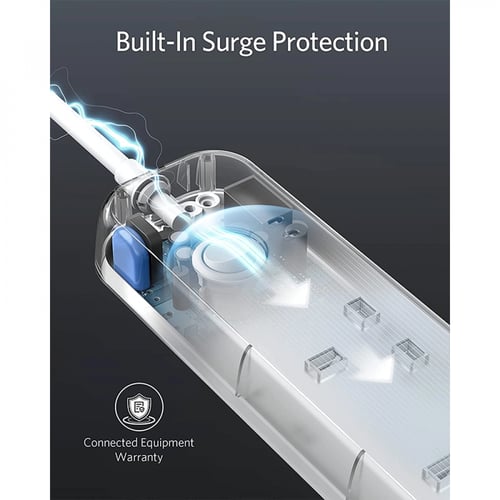 توصيلة انكر 4 منافذ طاقة ومنفذين USB - ابيض