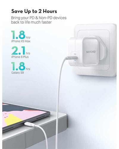 راف باور شاحن جداري بقوة 61 واط بتقنية بي دي - متو...