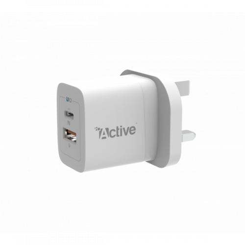 شاحن جداري منفذين صغير بقوة 20 واط - نانو أبيض