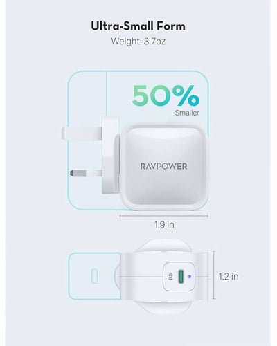 راف باور شاحن جداري بقوة 61 واط بتقنية بي دي - متو...