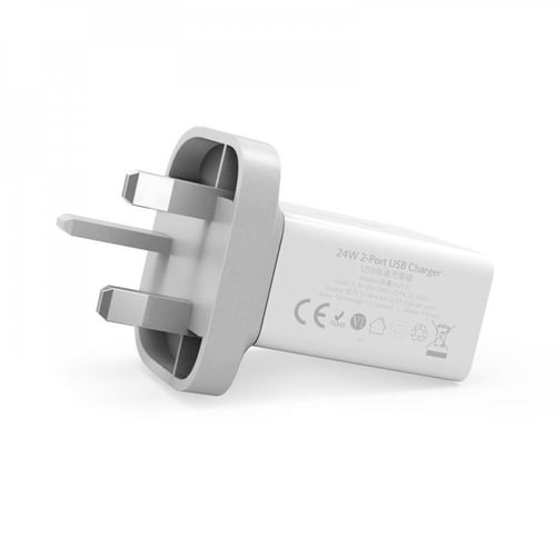 شاحن جداري انكر 24 واط بمنفذين USB للشحن - ابيض