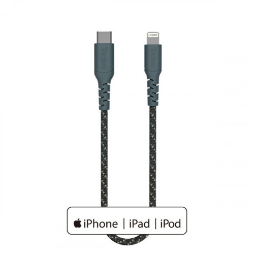 كيبل آيفون بي دي قماشي من اكتيف - زيتي 20سم