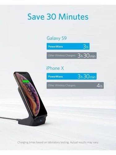 شاحن لاسلكي انكر باورويف مع حامل شحن سريع - اسود