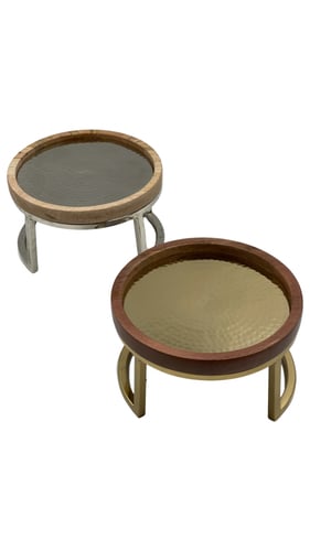 ستاند دايري جميل خشبي بقاعدة استيل بشكل انيق لون ذ...