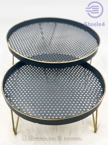 حامل ضيافة وتقديم بأرجل ذهبية رصاصي