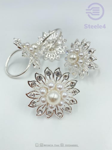 4 خواتم مناديل طعام من اللؤلؤ