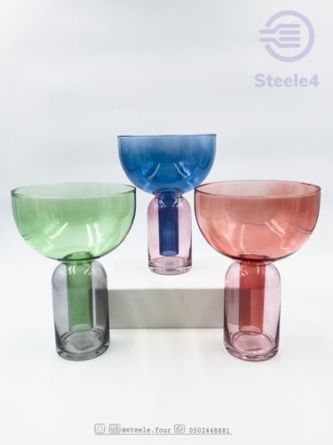 وعاء زجاجي من قطعتين بتصميم القمع المميز وقاعده مت...