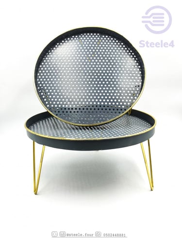 حامل ضيافة وتقديم بأرجل ذهبية رصاصي