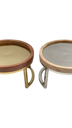 ستاند دايري جميل خشبي بقاعدة استيل بشكل انيق لون ذ...