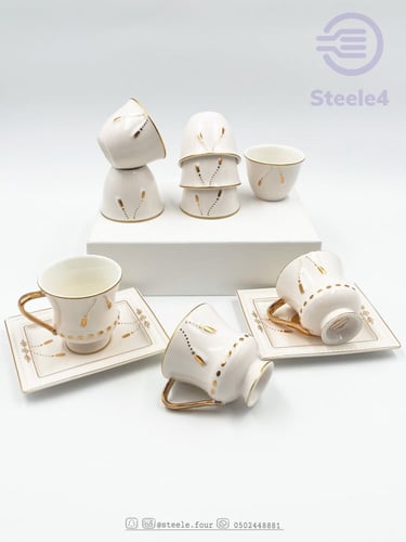 كاسات شاي لست اشخاص باللون الابيض