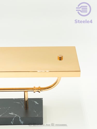 صينية تقديم من الاستيل الذهبي وقاعده رخاميه