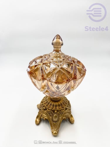 صينية الزجاج الذهبيه بغطاء