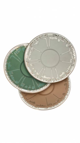 6 كاسات شاي مع 6 صحون ستايل عبارات ترحيبية بالخط ا...