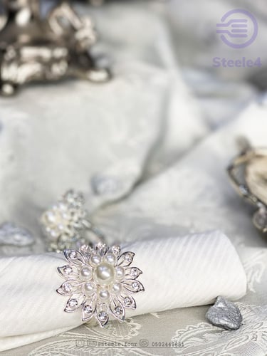 4 خواتم مناديل طعام من اللؤلؤ