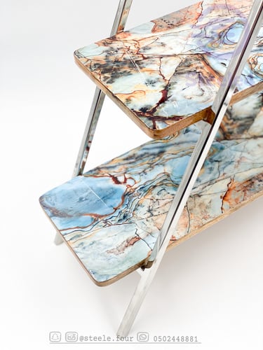 ستاند 2 دور خشب بترخيم ازرق مستطيل