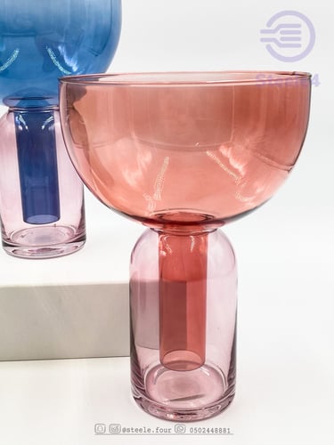 وعاء زجاجي من قطعتين بتصميم القمع المميز وقاعده مت...