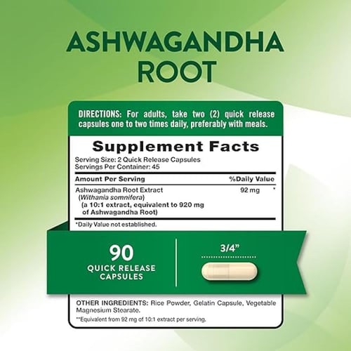 نيتشرز تروث كبسولات أشواغاندا غير معدل وراثيًا وخا...