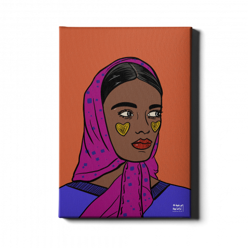 لوحة فنية "إشراقة القلوب على وجنتيها"