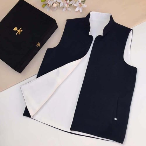 سديري شتوي جوخ بلونين كحلي - أبيض