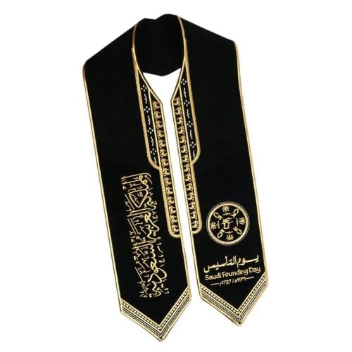 وشاح يوم التأسيس الفاخر _ تصميم تراثي بتطريز ذهبي...