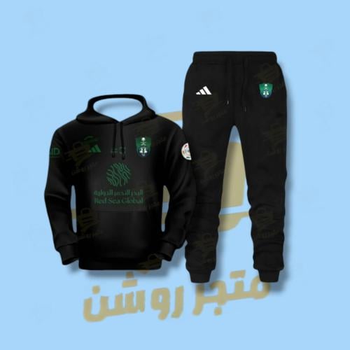 طقم بلوفر مع بنطلون بشعار الاهلي لون أسود بلوفر ال...