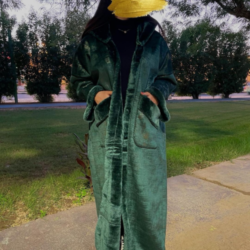 فروة نسائية شتوية لون أخضر - متجر روشن