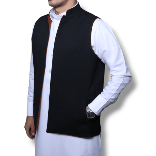 سديري شتوي رجالي دبل فيس بني وأسود - الأناقة والدف...