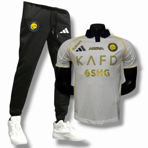 طقم النصر الابيض تيشيرت مع بنطلون اسود 2026