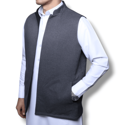 سديري شتوي رجالي دبل فيس أسود - رصاصي