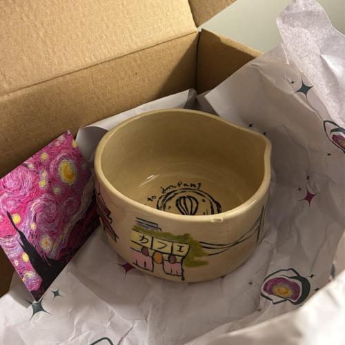 وعاء ماتشا دائري(الرسمة والتصميم من اختيارك)