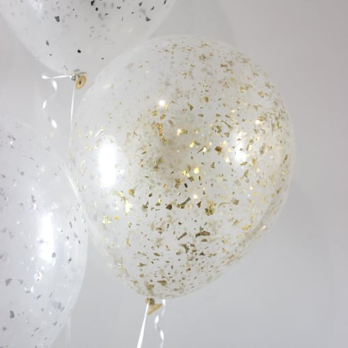 بالون شفاف مع سبرينكلز : ذهبي | فضي | أسود | قولدن...
