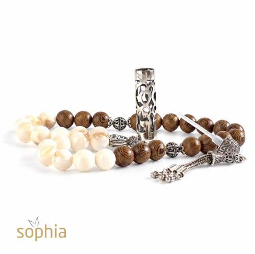 Oud, mother-of-pearl & sandalwood prayer beads