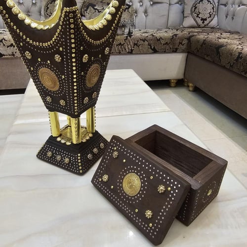 طقم إهداء مبخرة ملكية كبير جدا في صينية وعلبة للعو...