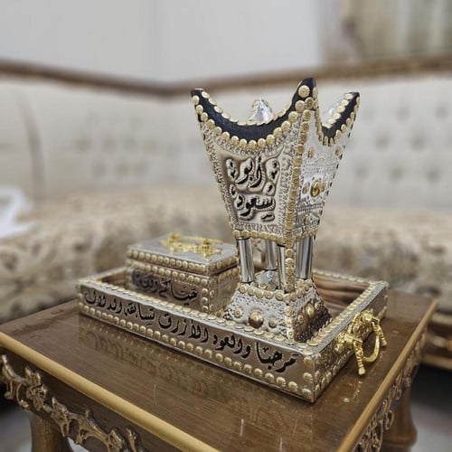 طقم مبخرة حايلية مقاس 29 في صينية وعلبة للعود توصي...