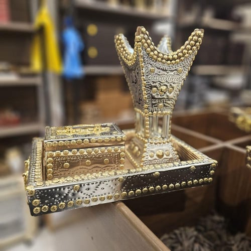 طقم مبخرة حايلية مقاس 29 في صينية وعلبة للعود توصي...