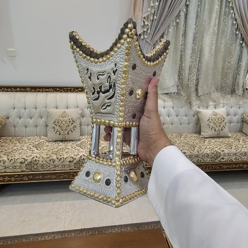 طقم مبخرة فضية أنيقة بمسمار زيتي كبيرة جدا شامل ال...