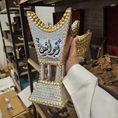 مبخرة حب الرمان فضي كبير خشب ناشف