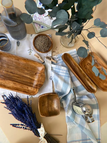 صحن تقديم خشبي - مستطيل كبير