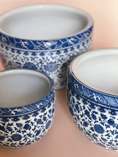 اصيص نباتات ازرق - دائري / مقاسات مختلفة